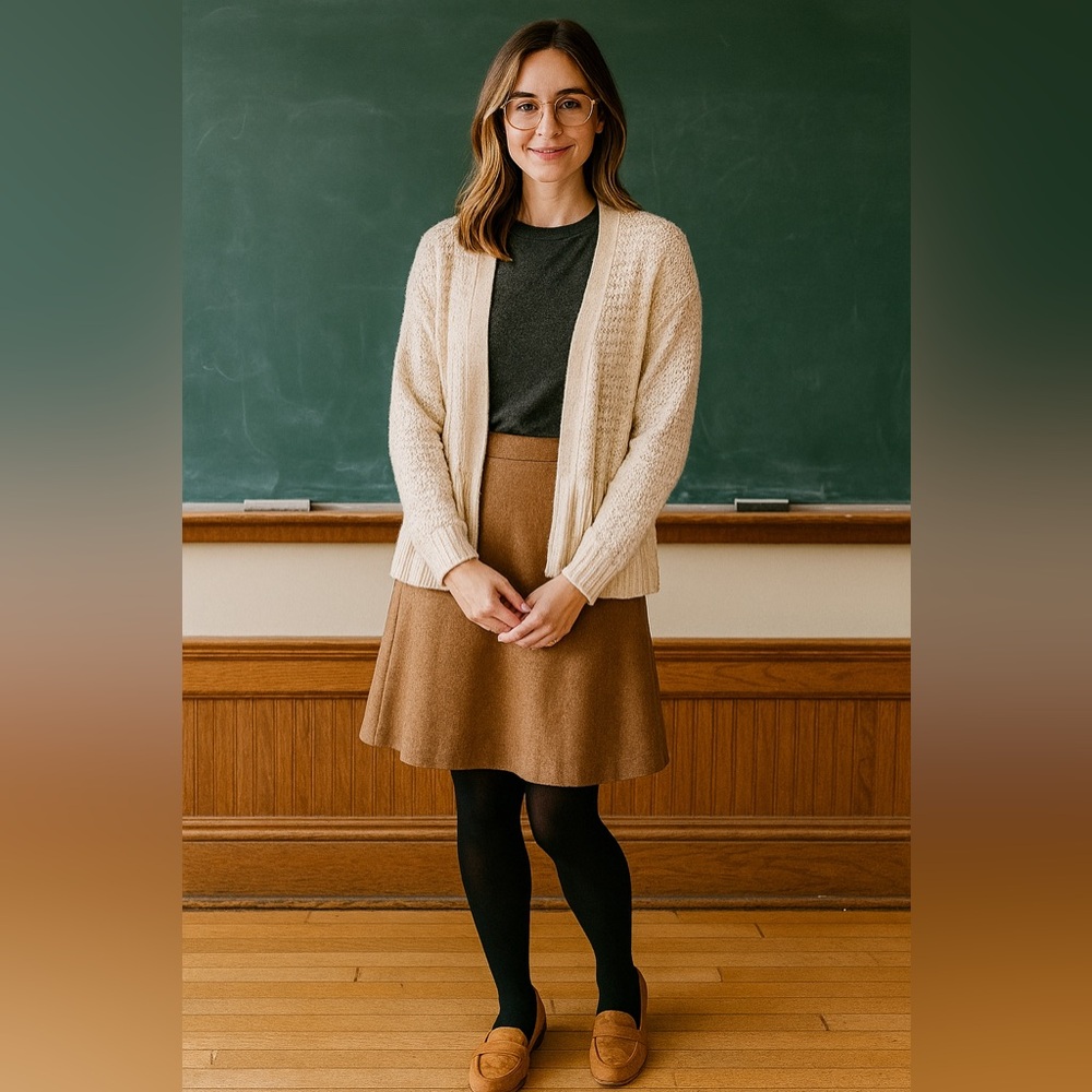 Moth Cream Open-Front Knit Cardigan